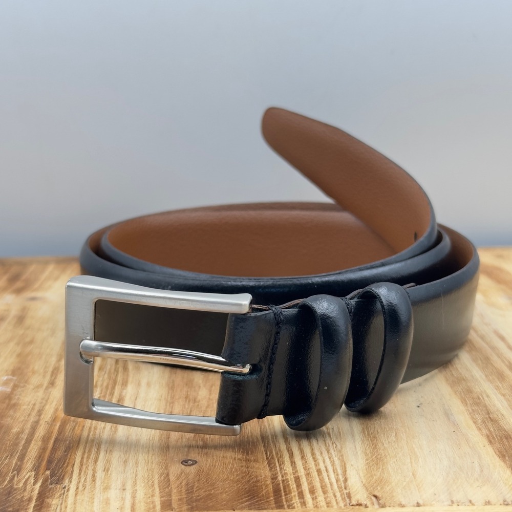 Handmade in Italy Leather Belt Black Silver Buckle 32/80 Luxury Professional